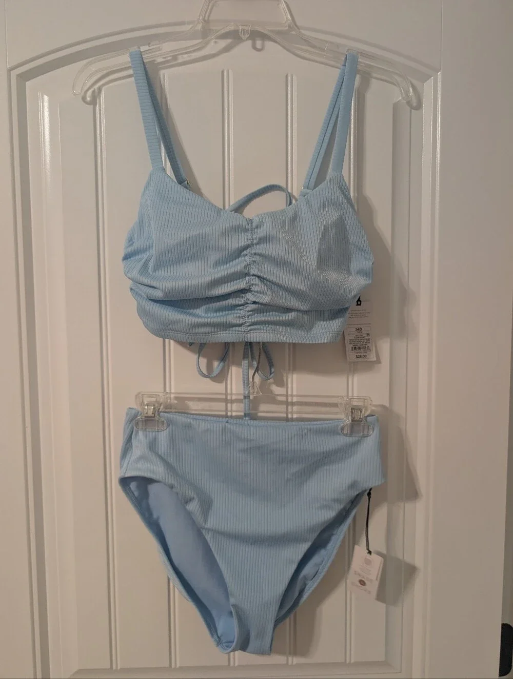 NWT 34D/small/medium Shade & Shore Sky Blue Ribbed Bikini